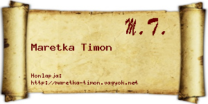 Maretka Timon névjegykártya